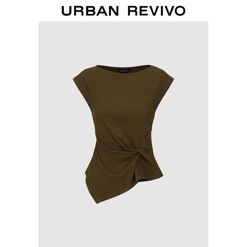UR2026 Women s Elegant Textured Twist Knot T-Shirt S