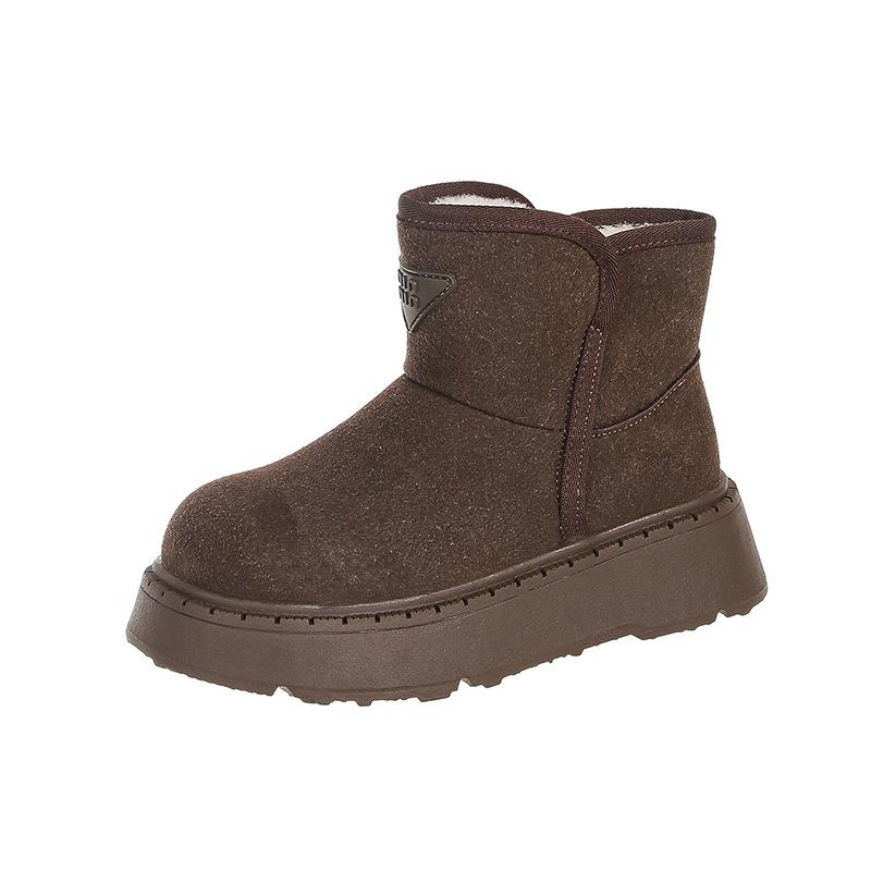 

Женские зимние бархатные ботинки с толстой подошвой и рукавами из хлопка 2024 года, супер-огнестойкие утепленные зимние ботинки 35 коричневый