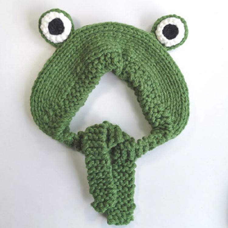 Cute for Frog Hat Big Ears Headgear Cartoon Knitted Hat Winter Warm Headdress