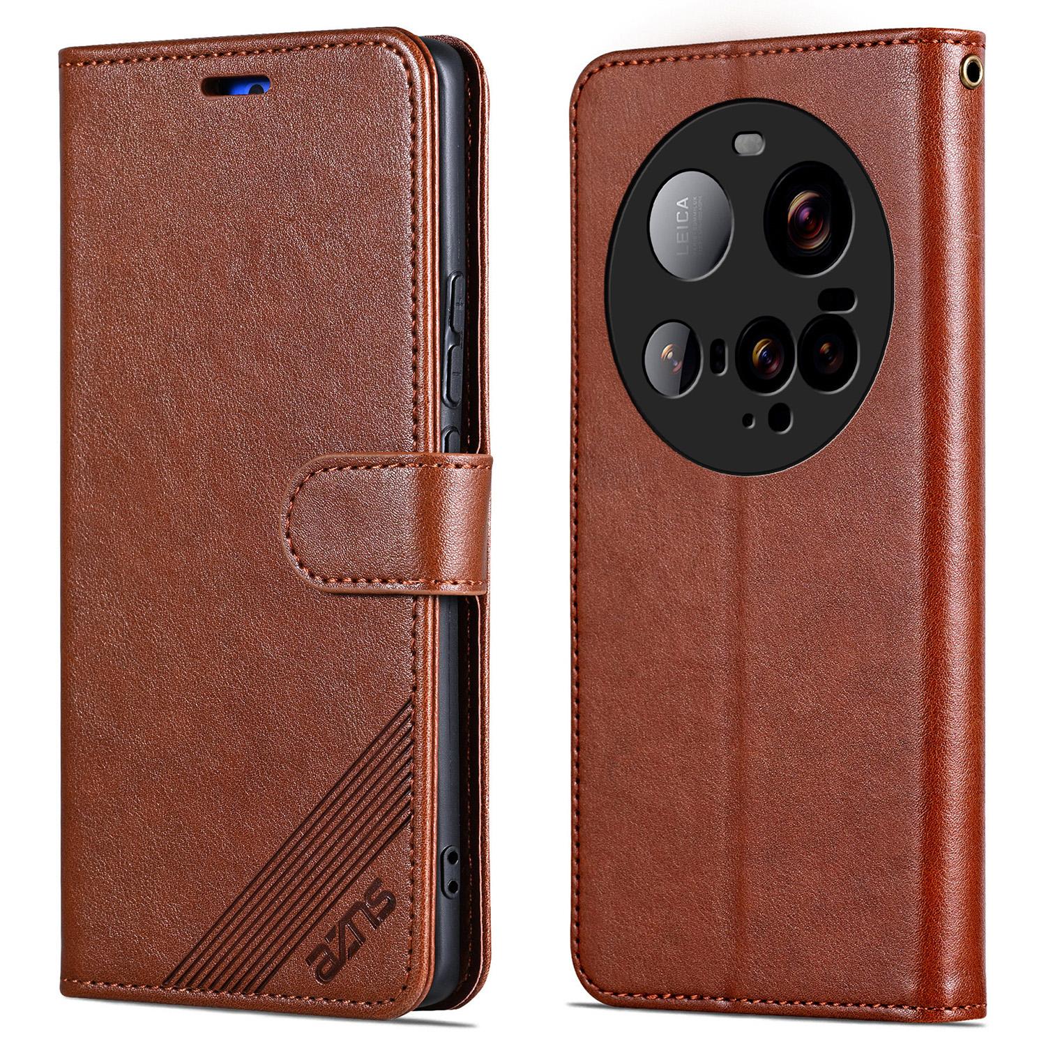 

AZNS For Xiaomi 15 Ultra Case Anti-Scratch PU Leather Stand Wallet Phone Cover Brown