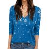 Women's T Shirt CHristmas Print 3/4 Sleeve Daily Weekend Fashion Basic V- Neck Regular Top
