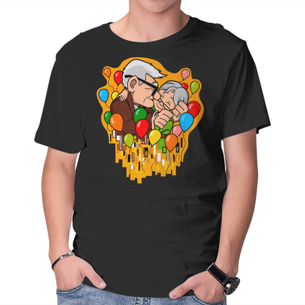 Unisex Crew Neck T-Shirt Balloon Kiss Graphic Short Sleeve Casual Tee XXXL