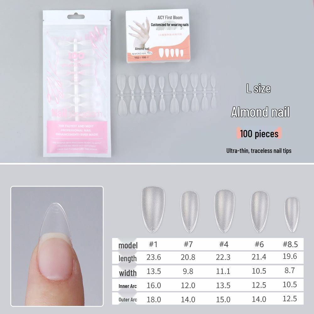 Pre-sized Frosted Ladder-Shaped Nail Tips - 100 Pcs, Thin & No Filing Needed