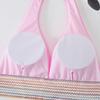 Pure Color Split Swimsuit Women Sexy Tight Bikini High Waist Neck Gathered