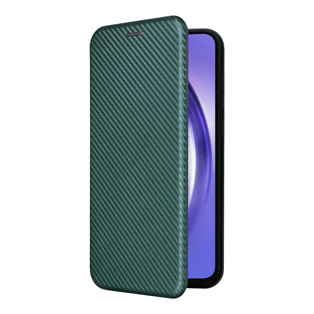 Compatible with Samsung A55 5G Global: Carbon Fiber Leather Flip Phone Case