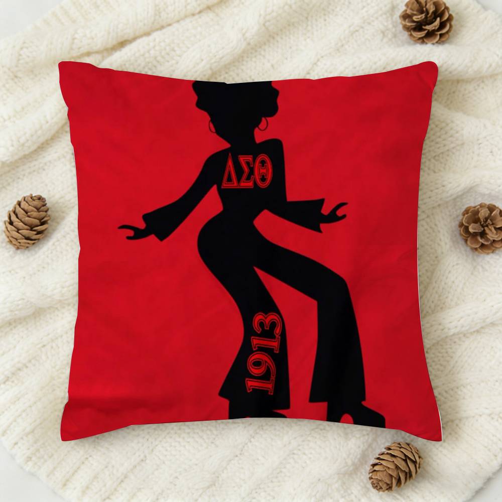 DDelta Sigma Theta Button Doublesided Printed Square Decorative Cushion Cover for Sofa Living Room Home Decor
