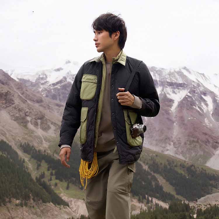 Li Ning CF Suo Solid Color Single-Breasted Long Sleeve Cotton Jacket Men Jacket Olive-Green AJMT239-1