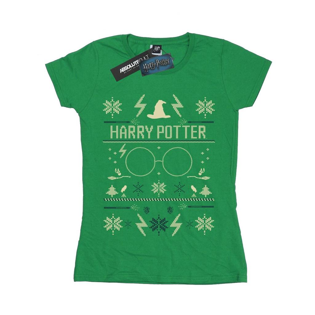 HARRY POTTER Womens/Ladies Christmas Pattern Cotton T-Shirt