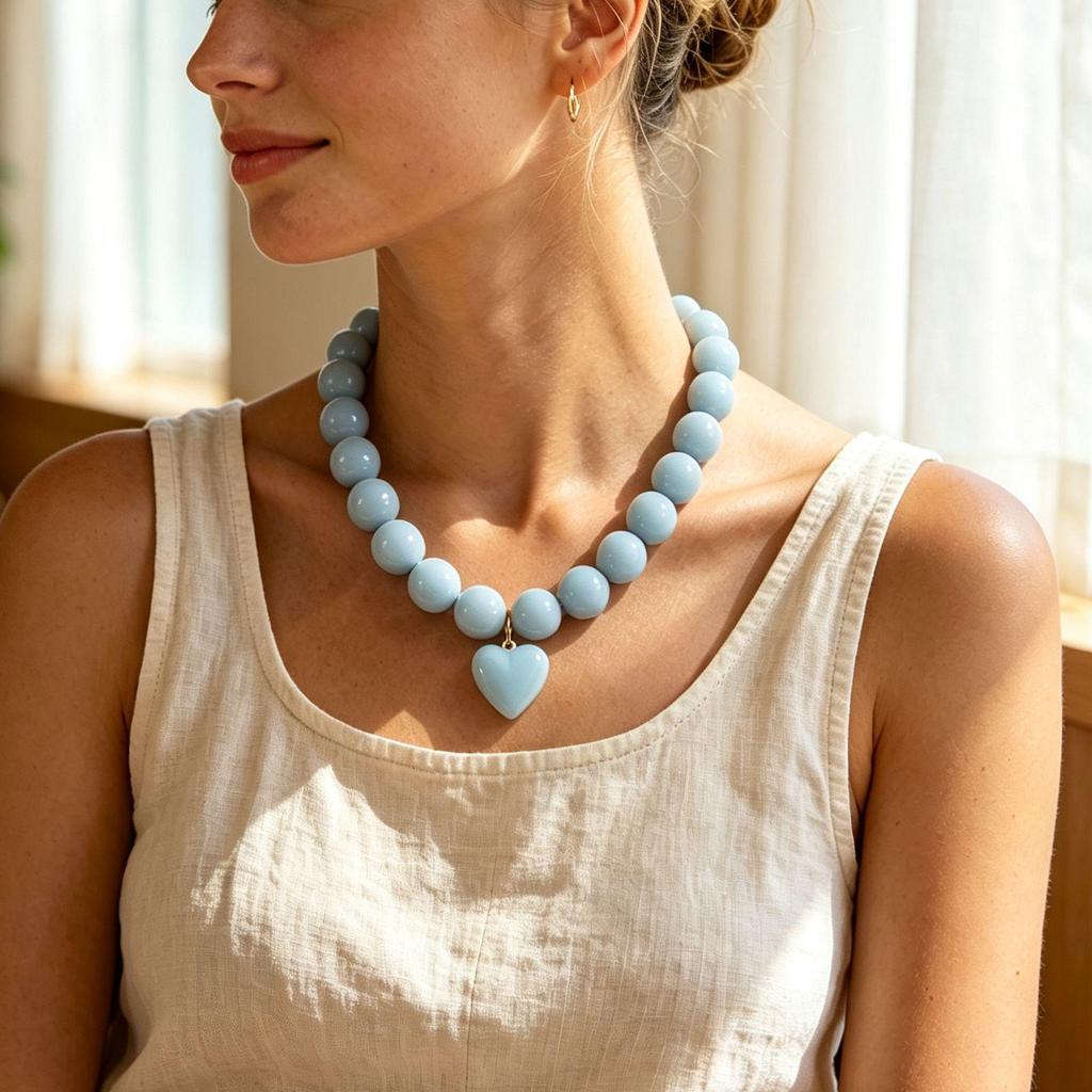 Bohemian Geometric Beaded Necklace with Detachable Heart Pendant for Women