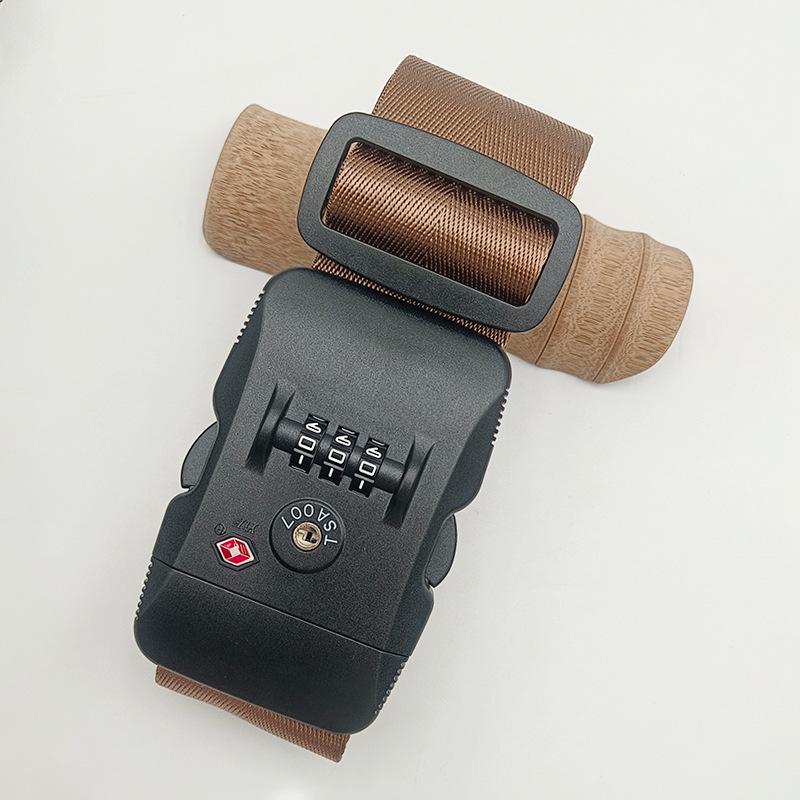 Solid Color Nylon Luggage Strap with Herringbone Pattern, Password Lock, and One-Word Handle