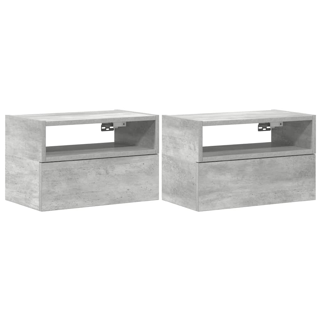 Vidaxl Wiszące Szafki Nocne, 2 Szt., Szarość Betonu, 45X26X28,5 Cm