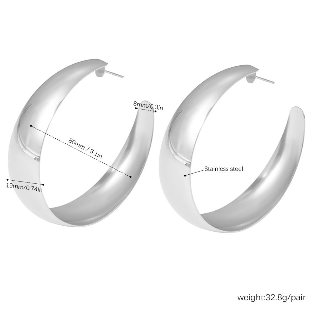 

Серьги-кольца из нержавеющей стали 316L, простые, большие, для женщин, с позолотой 18 карат, с глянцевой поверхностью, гиперболизированные женские серьги-кольца