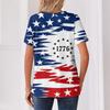 Damen-T-Shirt mit Aufdruck „Unabhängigkeitstag“ und Knopfleiste, kurzärmelig, für den Alltag und das Wochenende, modisch, Basic, V-Ausschnitt, normales Oberteil