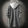 Autumn Winterlamb Wool Coats Men Hooded Long Jackets Fashion Casual Loose Outerwear Solid Color Streetwear