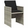 5 Piece Garden Dining Set with Cushions Light Grey Poly Rattan