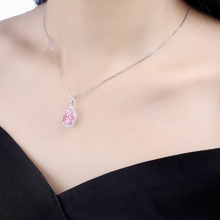 Dainty Water Drop Shape Teardrop Pendant Necklace for Women 925 Sterling Silver for Wedding or Anniversary