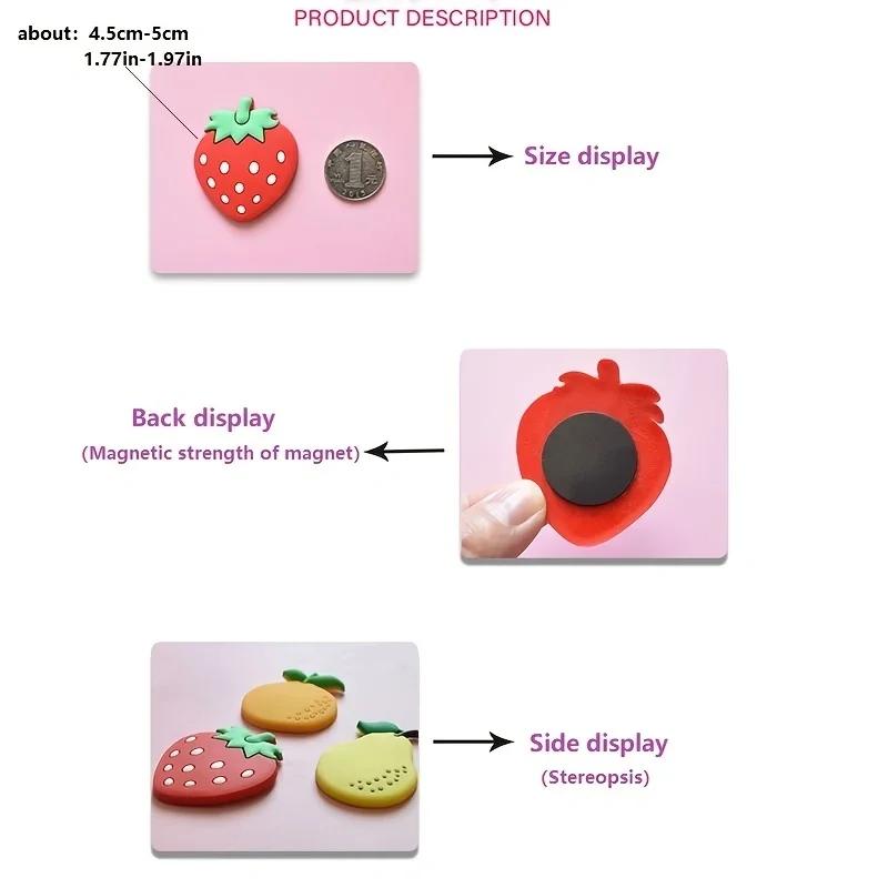 9pcs Cute Cartoon Fruit Magnets: Add Colorful Fun To Your Fridge with Creative Soft Rubber Stickers