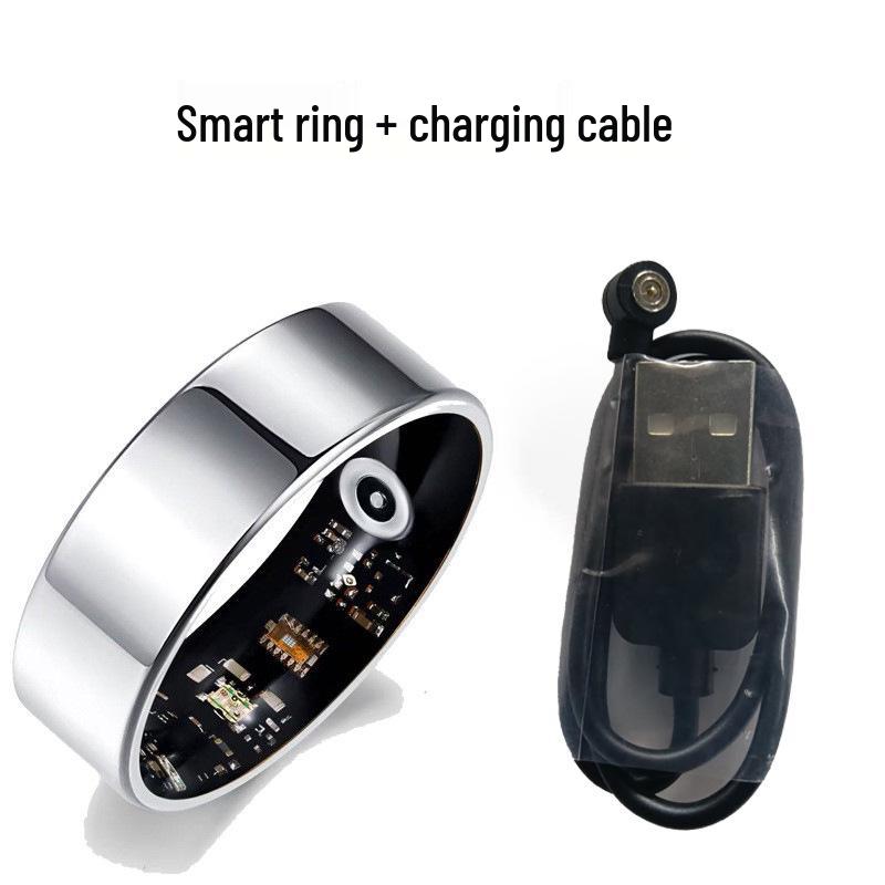 Waterproof Smart Ring with Heart Rate, Blood Oxygen, Sleep & Stress Monitoring, Includes Charging Case.