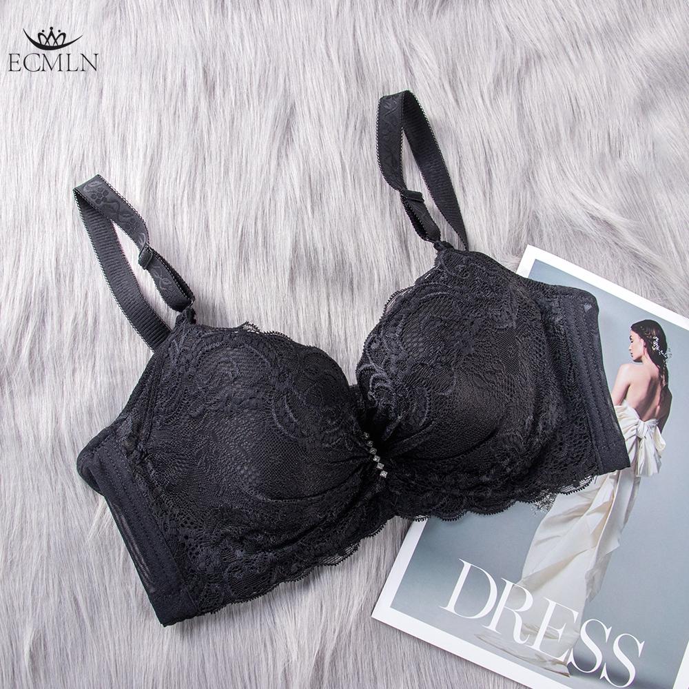 

Жіночий сексуальний бюстгальтер пуш-ап мереживний бюстгальтер 3/4 чашки з регульованими бретелями на кісточках з V-подібним вирізом без підкладки великих розмірів 80-105CD 90C чорний