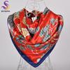 BYSIFA New Accessories Women Wine Red Silk Scarf Cape Fashion Chinese Rose Satin Square Scarves Shawls Ladies Headkerchief Hijab