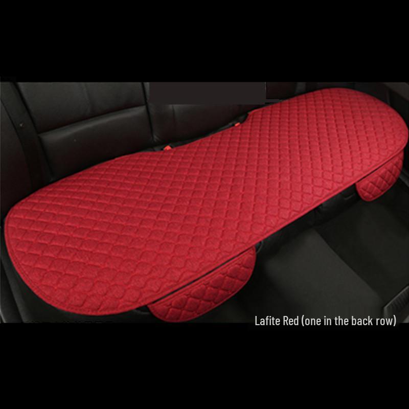 All-Season Breathable Linen Car Seat Cushion Set with Polka Dot Embroidery