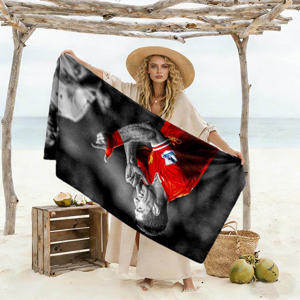 Player Celebrates Victory Moment Beach Towel Quick-Dry Soft Microfiber Comfortable Lightweight