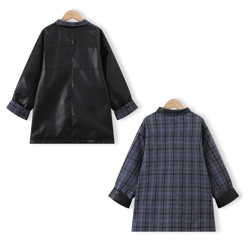 Montagut Girls' Reversible PU Leather Plaid Jacket