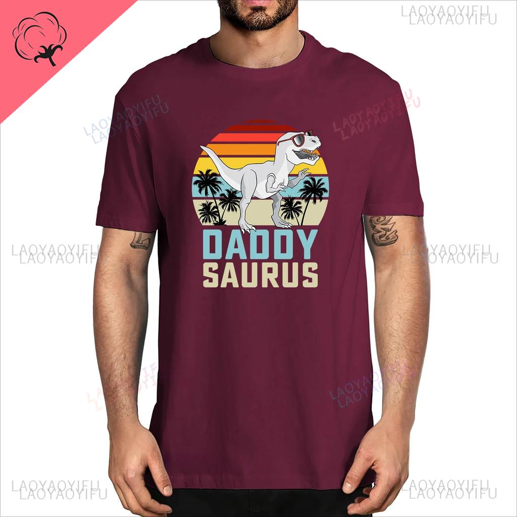 Unisex Daddysaurus T Rex Dinosaur Daddy Saurus Family Matching Fathers Day Gifts Funny New Arrival Harajuku Oneck Tshirt Tops