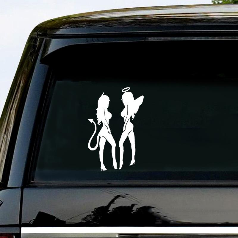 Sexy Angel & Devil Car Stickers - Waterproof, Decorative Bumper & Glass Decals
