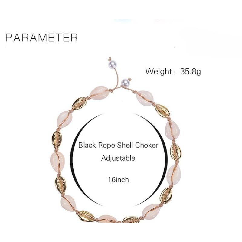 Gold alloy shell necklace, hand woven pearl short chain for women, gold-plated jewelry, Christmas gift, Stocking stuffers, Valentine's Day gift