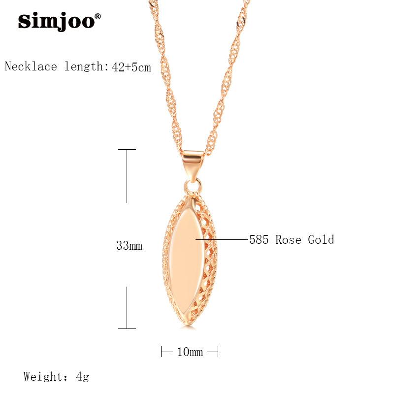 SIMJOO Hochklassiges Set aus glänzendem, ausgehöhltem Halsketten- und Ringset