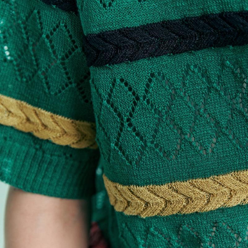 MAXZA Renkli Çizgili Delikli Kısa Kollu Hırka Ze06qd500na