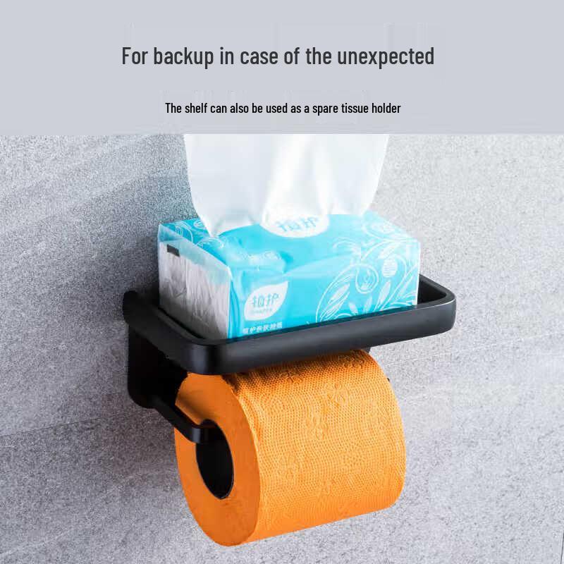 Aige Beznarzędziowy Uchwyt na Papier Toaletowy z Aluminium Kosmicznego z Półką na Telefon