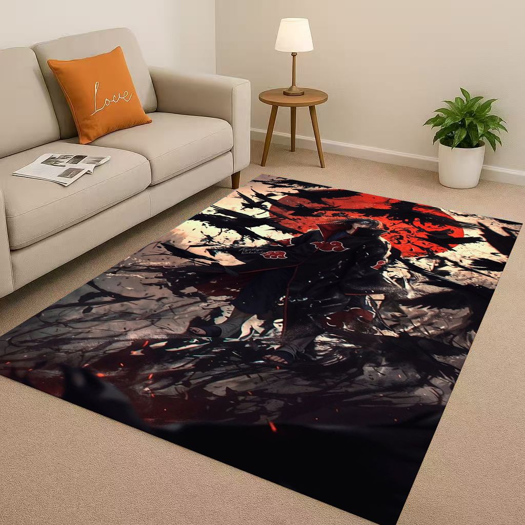 3D I-Itachi Cartoon Anime Living Room Non-Slip Area Rug Carpet for Bedroom Playroom Sofa,Easy Clean Home Decor Doormat Kid