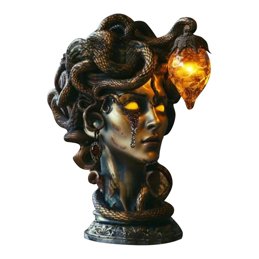Dark Gothic Style Horror Melancholy Female Statue Table Lamp, Horror Atmosphere, Personalized Fashion Table Lamp Ornament