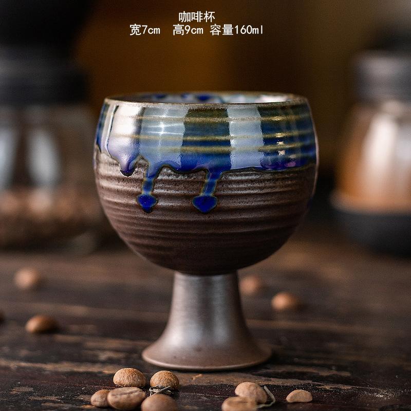 

Керамическая чашка, подвергнутая термической обработке, высокий бокал для вина, ретро-бокал для вина небольшой емкости, высококачественная концентрированная кофейная чашка, товары 170ml