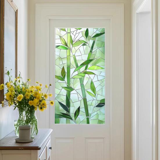Yousheng Window Privacy Film Stained Glass Floral Static Window Cling Decorative UV Blocking Heat Control Glass Sticker for Glass Doors