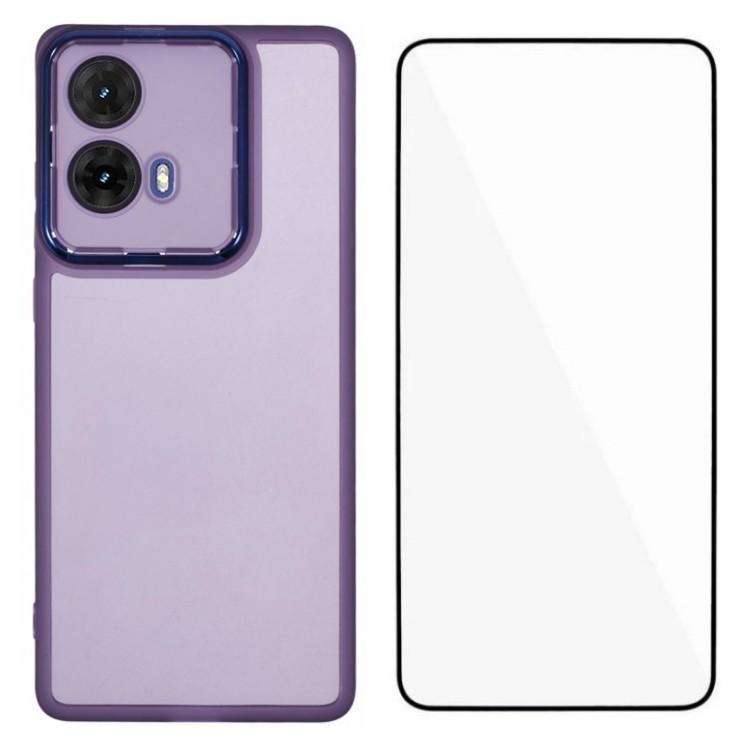 WANLONFENG DKSM Series for Motorola Moto G85 5G TPU Case Electroplated Frame with Tempered Glass