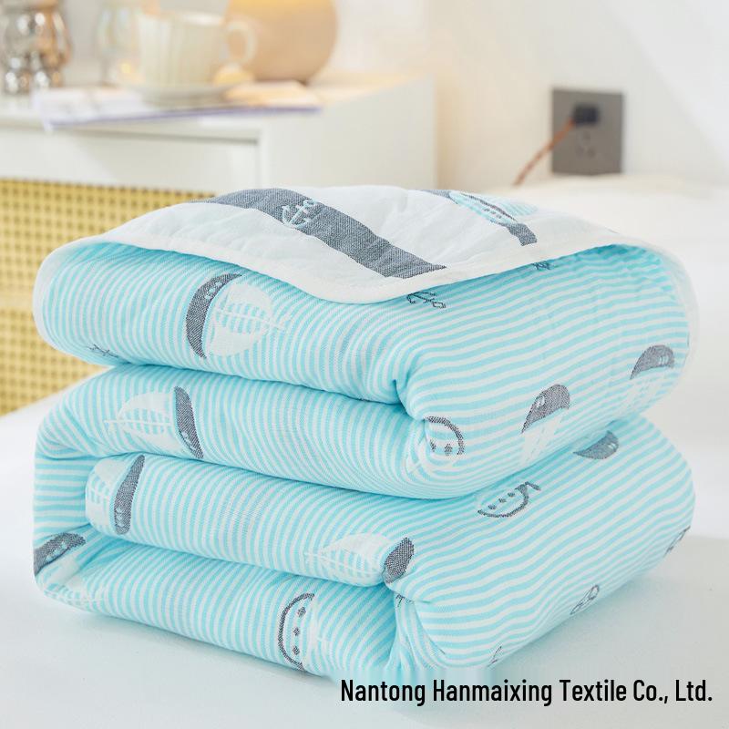 Pure Cotton 6-Layer Gauze Summer Quilt for Children - Thin, Breathable Baby Blanket
