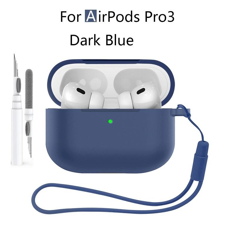 New 2025 For Apple Airpods Pro 3 Case Soft Silicone Full Protective Cover with Cleaning Kit and Keychain for Airpods Pro 3 Case
