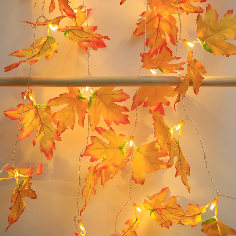 LED Maple Leaf String Lights: Halloween & Autumn Decor with Battery Box
