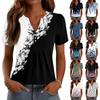 Női felsők Elegáns Alkalmi V-nyakú Rövid ujjú Pólók Redőzött Blúzok Gombos Tunikák