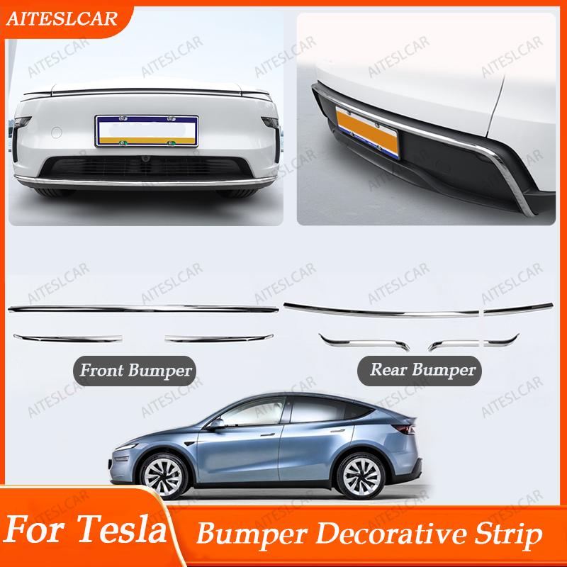 AITESLCAR For Tesla Model Y Lauch/Juniper 2025 2026 Bumper Rearview Mirror Anti-collision Strips Trim Anti-scratch Sticker Cover