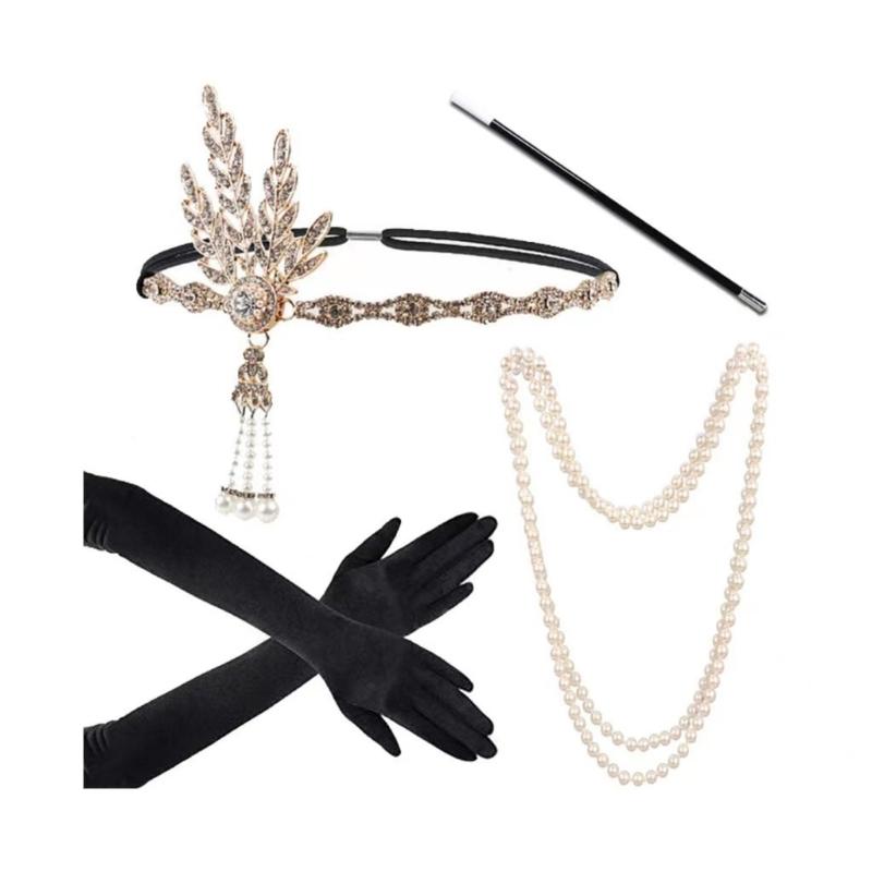 Sparkling Rhinestone Headwear Feathered Headgear Set Alluring Feathered Headband Comfortable for Halloween Singles Party