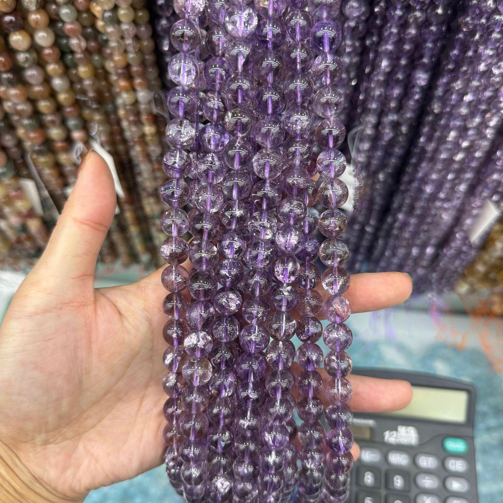 Purple Series Amethyst & Super Seven Crystal Beads: Round, Natural Stone, DIY Jewelry Accessories