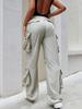 Rose Beauty A Flap Pockets Drawstring Ruched Cargo Parachute Pants