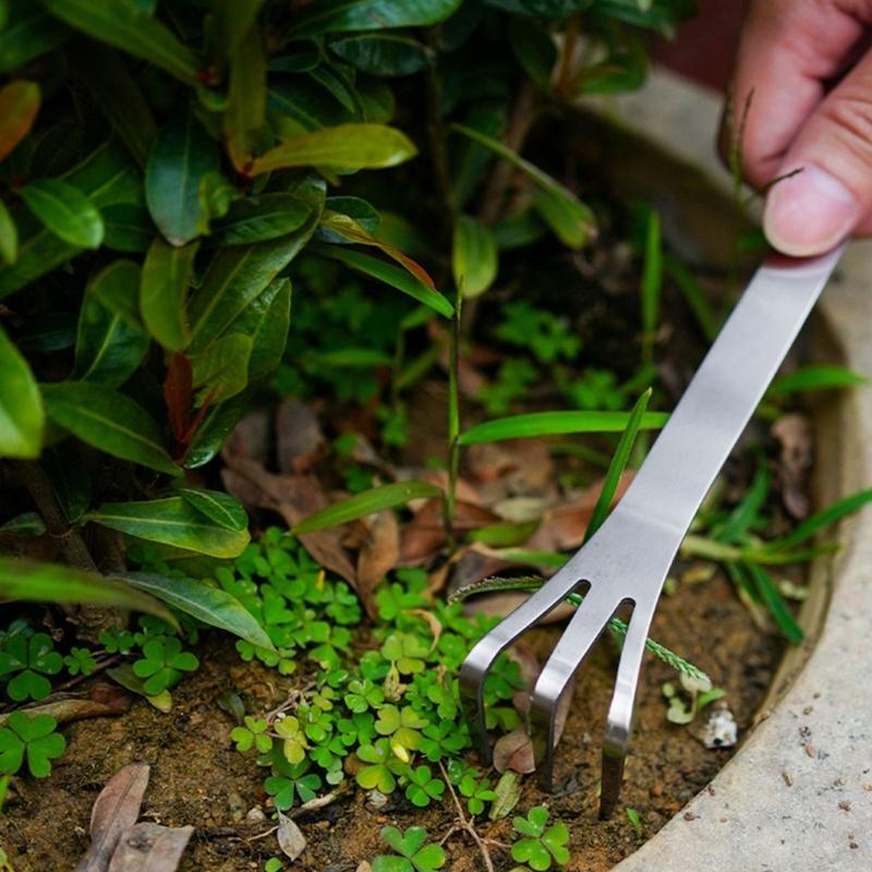 1/2Pcs Multifunctional Stainless Steel Bonsai Rakes 3 Prong Root Rakes for Soil Loosening and Transplanting Garden Tool