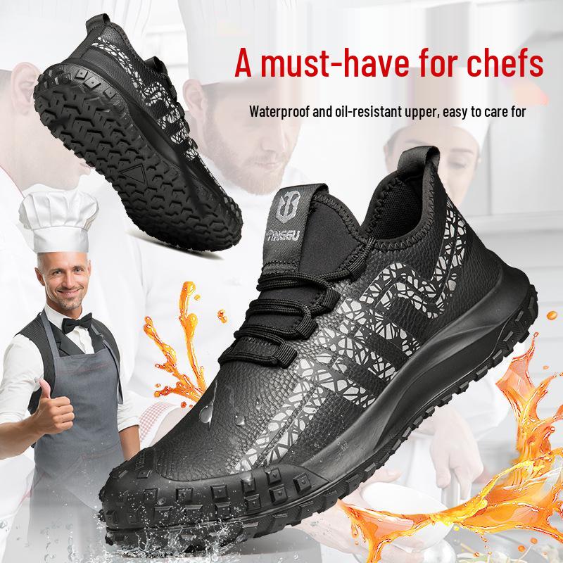 Men's Waterproof, Non-Slip, Oil-Proof Safety Shoes – Anti-Smash, Anti-Puncture, Wear-Resistant for Kitchen & Construction