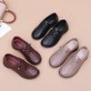Spring Shoes Non-slip Comfortable Medium Lace-up Single Shoes Soft-soled Leather Shoes Elderly Shoes Jelly Sole Middle-aged and Elderly Women's Shoes