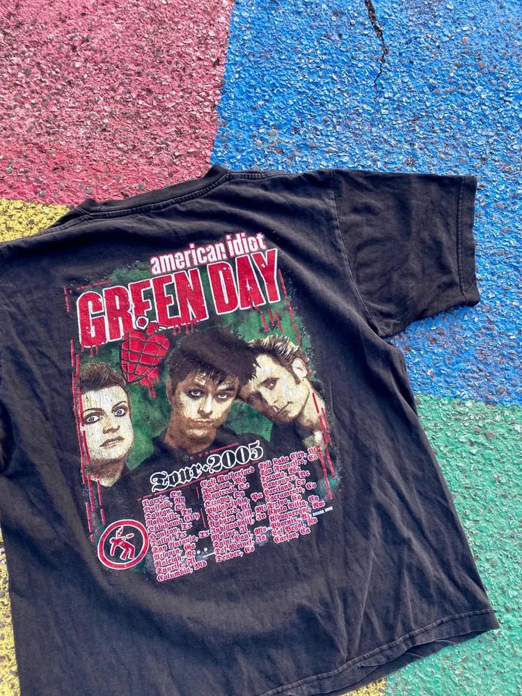 Винтажная футболка Green Day American Idiot 2005 года, бутлег, с изображением с парковки, унисекс M